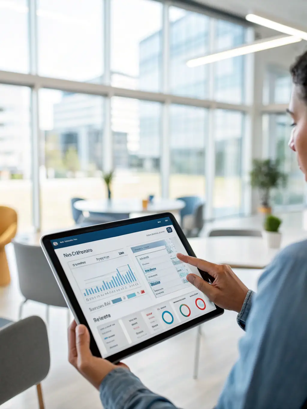 A screenshot of a user-friendly employee engagement platform on a tablet, showcasing digital empowerment tools.
